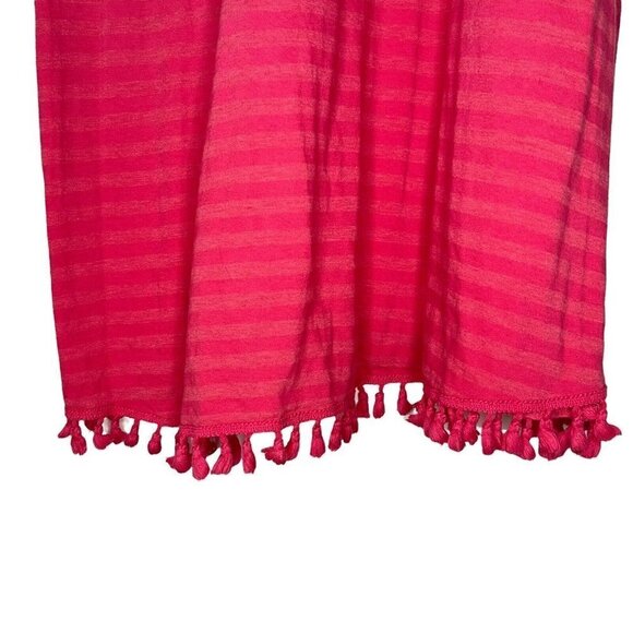 Umgee Striped Ombre Pink Ivory Tassels Braided Straps Maxi Dress Size M - Picture 4 of 4